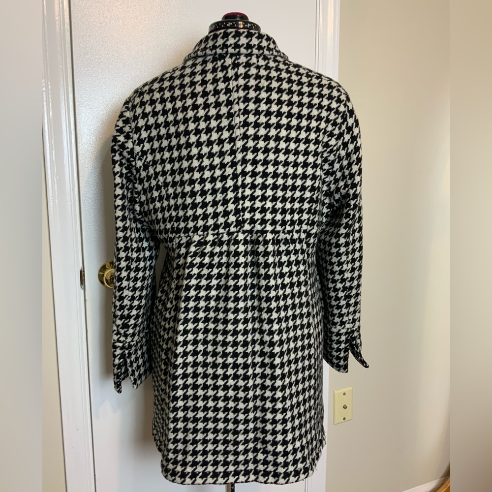 Like New Cato Wool Blend Geometric Pea Coat Herringbone Black/White - Picture 5 of 16